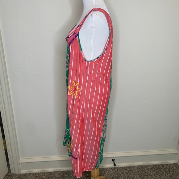 Lightweight Bright Striped Lace Embroidered Dress Coverup Cottage Small Medium - Picture 3 of 11